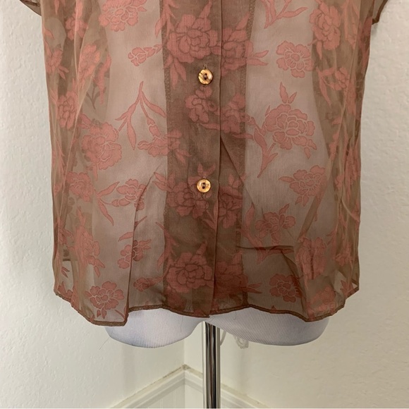 Vintage Y2K Semi Sheer Floral Button Up Blouse Women’s L Whimsygoth Romantic - Picture 8 of 16